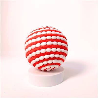 PUFFY CHENILLE STRIPED BALL ORNAMENT 4.5"