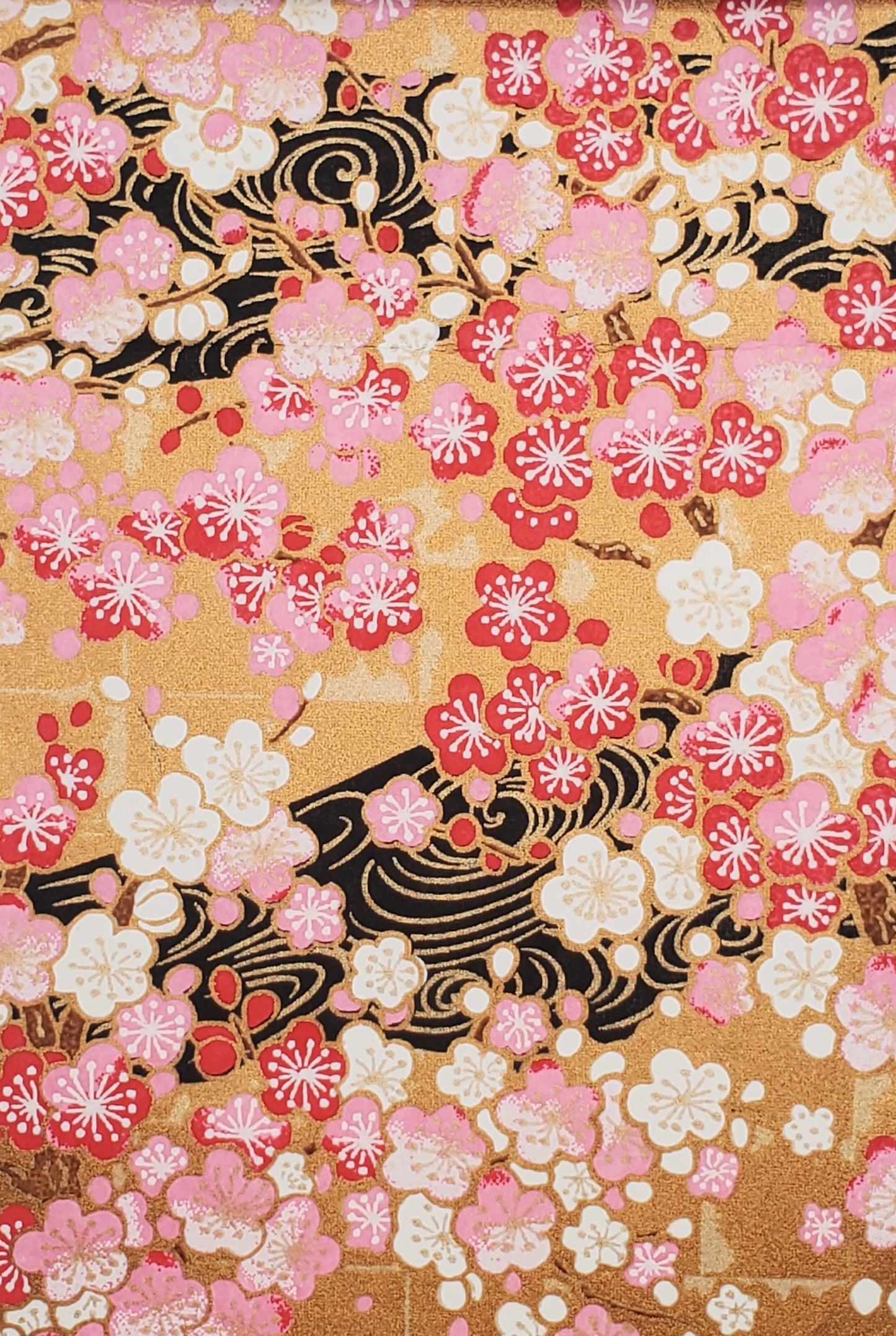 Yuzenshi: Gold w/ Pink, Red & White Cherry Blossoms