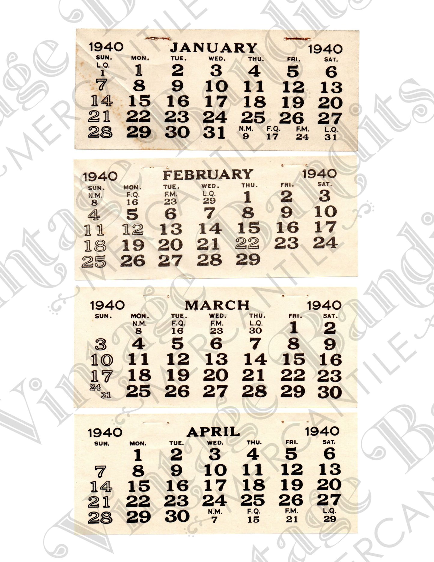 1940's Calendar - Digital File