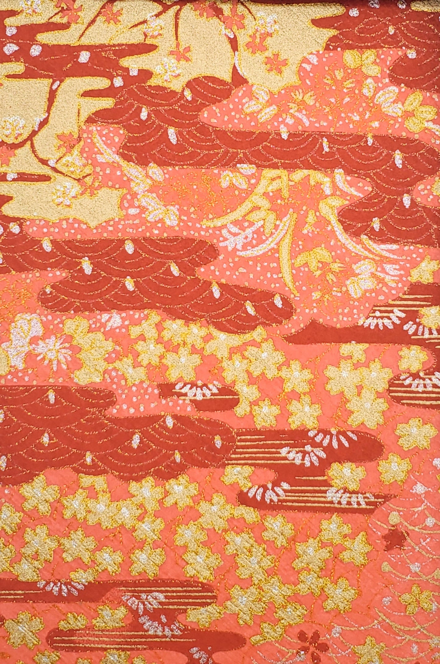 Kirara Yuzenshi Chiyogami: Pink, Red, Gold Flowers