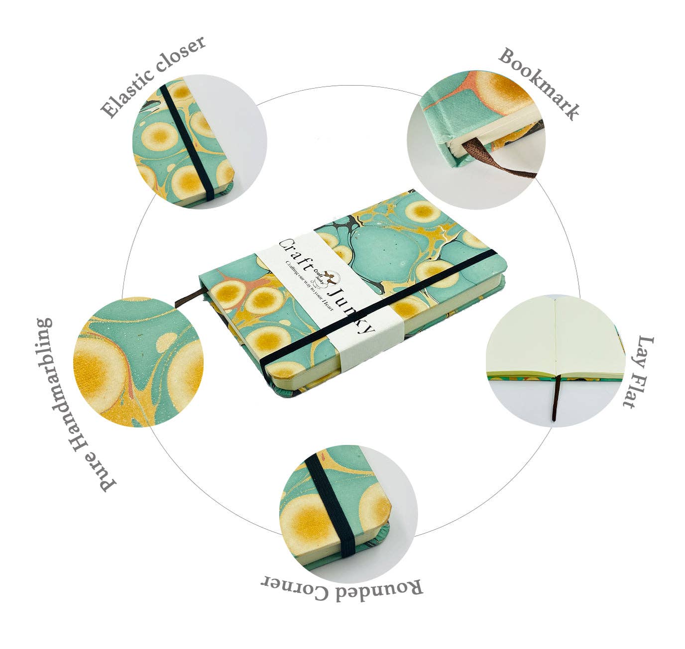 Marbled cover Hardbound Unruled Diary journal