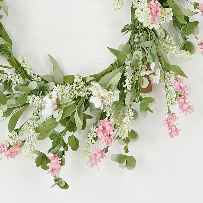 Wreath-Pink and Cream mixed mountain flowers