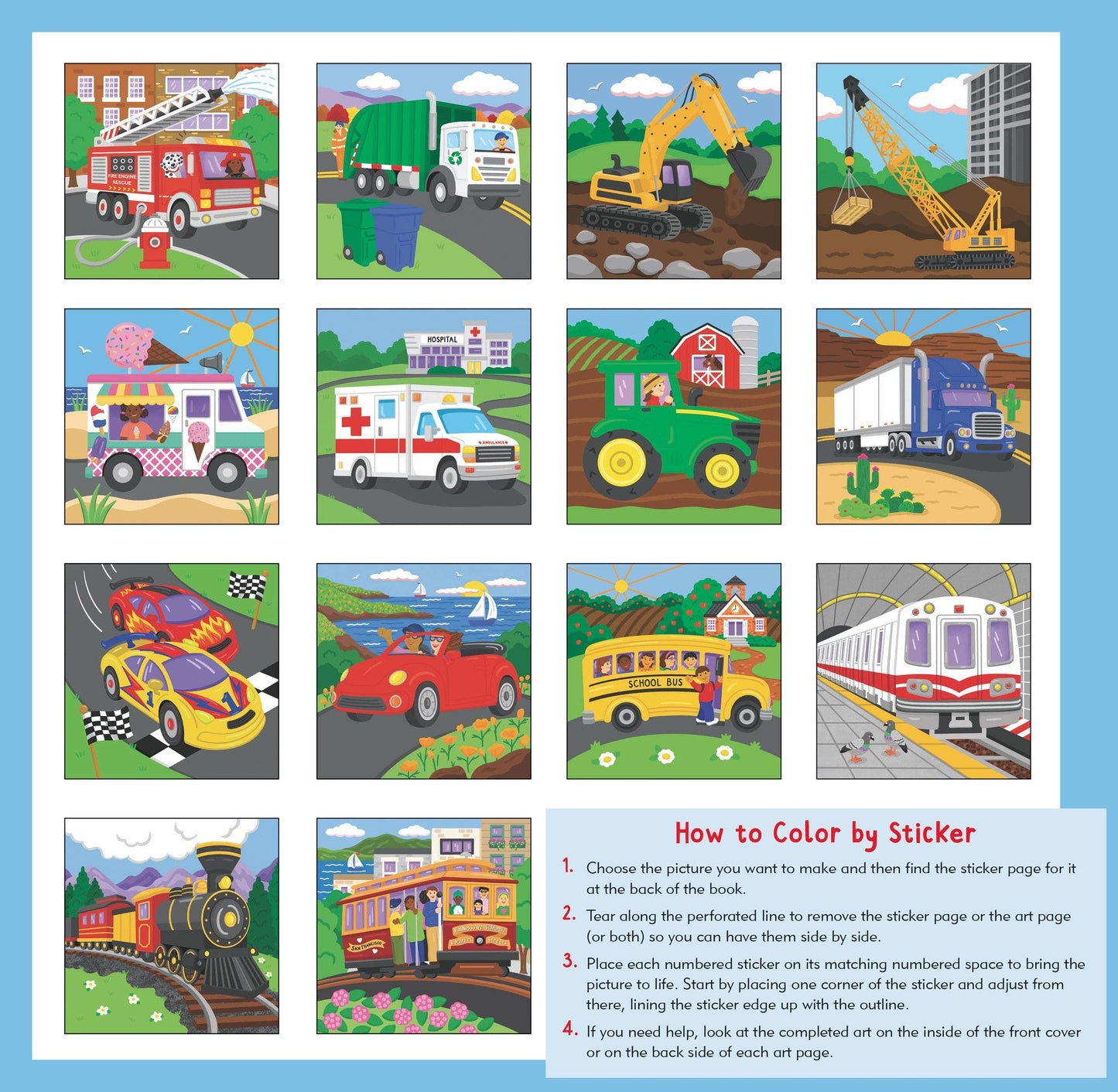 My First Color-By-Sticker Book - Cars, Trucks, & Trains