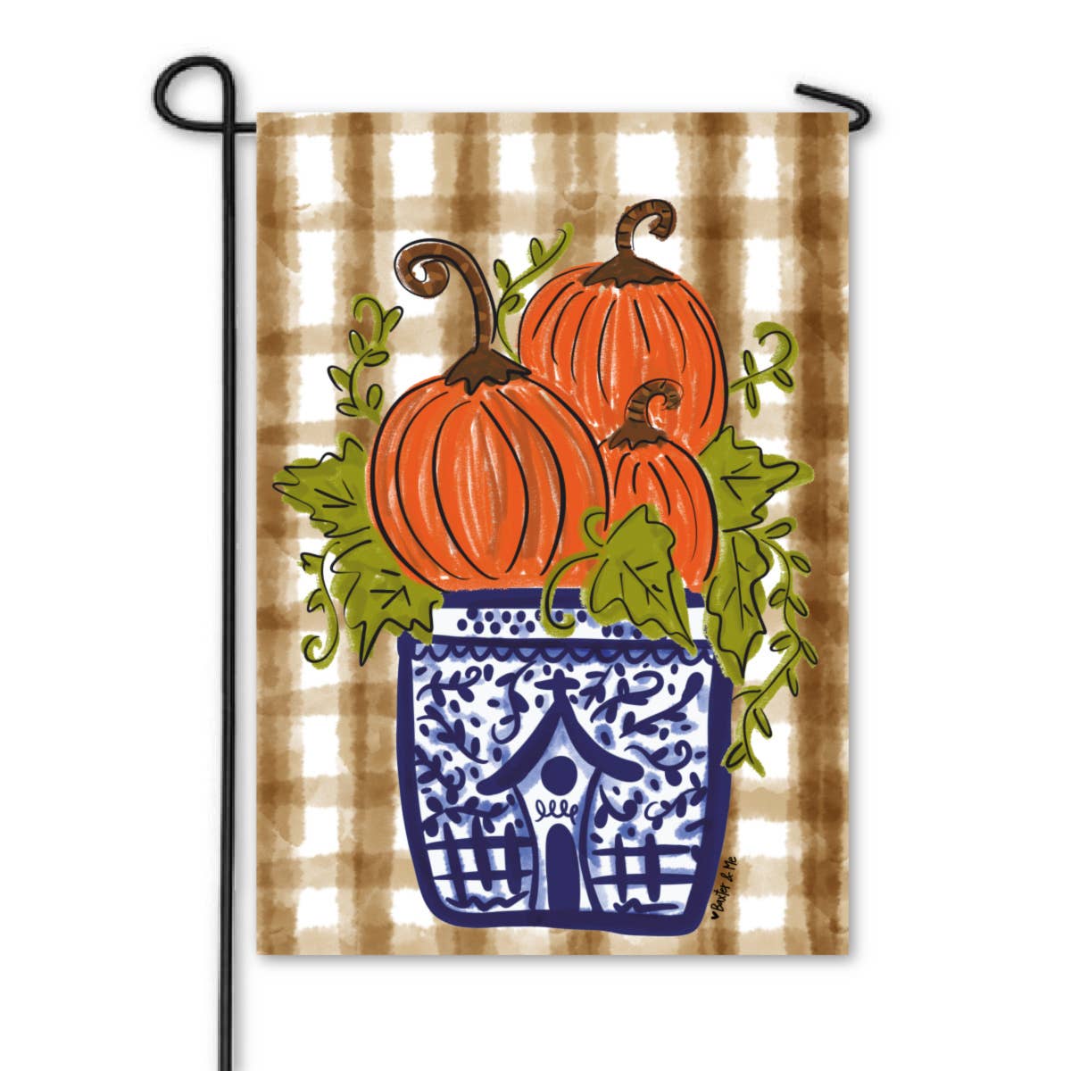 Blue Willow Pumpkin Stack Garden Flag SALE‼️