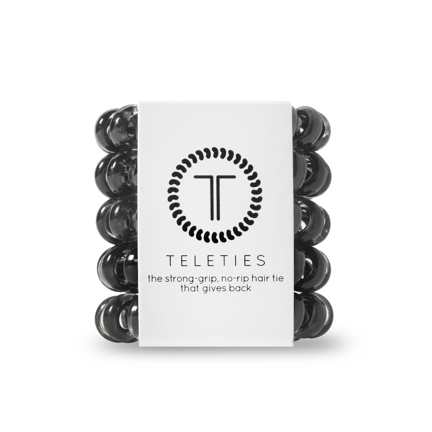 Jet Black - Tiny Spiral Hair Coils, Hair Ties, 5-pack
