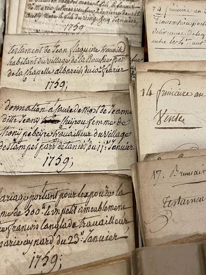 Antique 1759 French Documents - 266 Years Old
