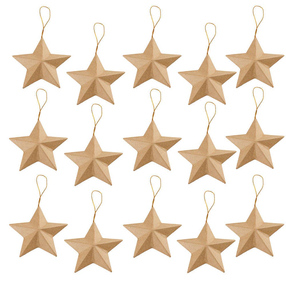 3" x 3" - Paper Mache Dimensional Star Ornament