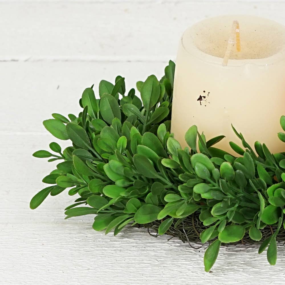 31782-9in(3.5)Wreath-Evergreen Boxwood