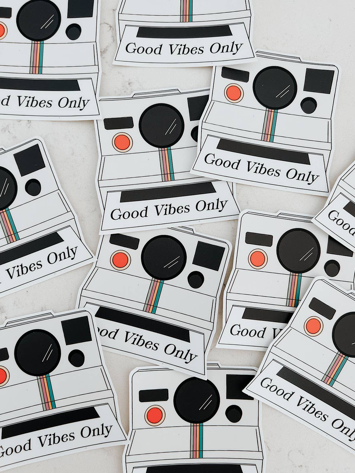 Retro Polaroid Camera "Good Vibes Only" Vinyl Sticker