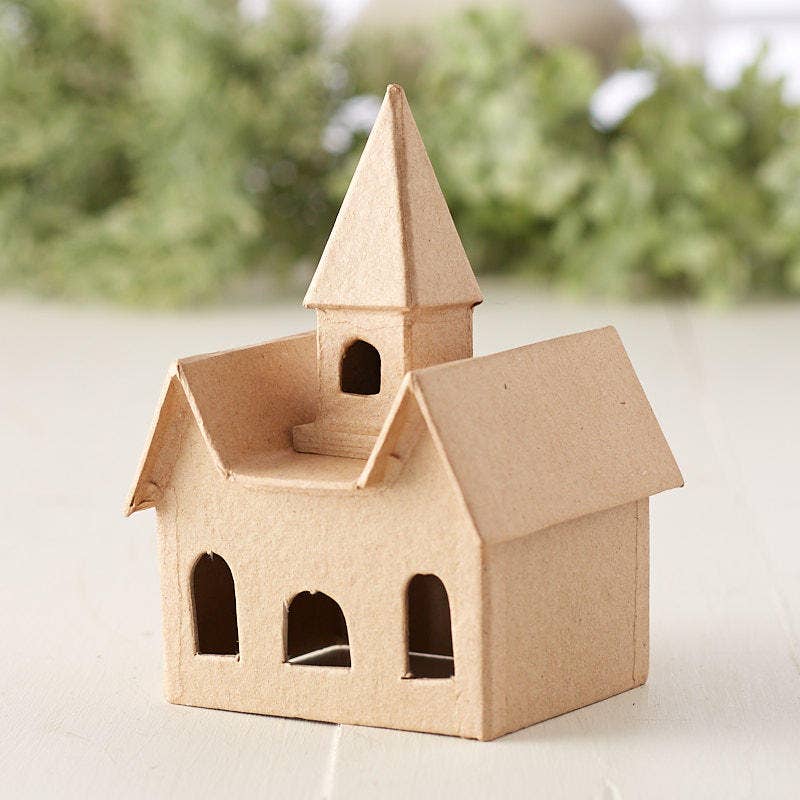 Prefolded Paper Mache Putz Style Church