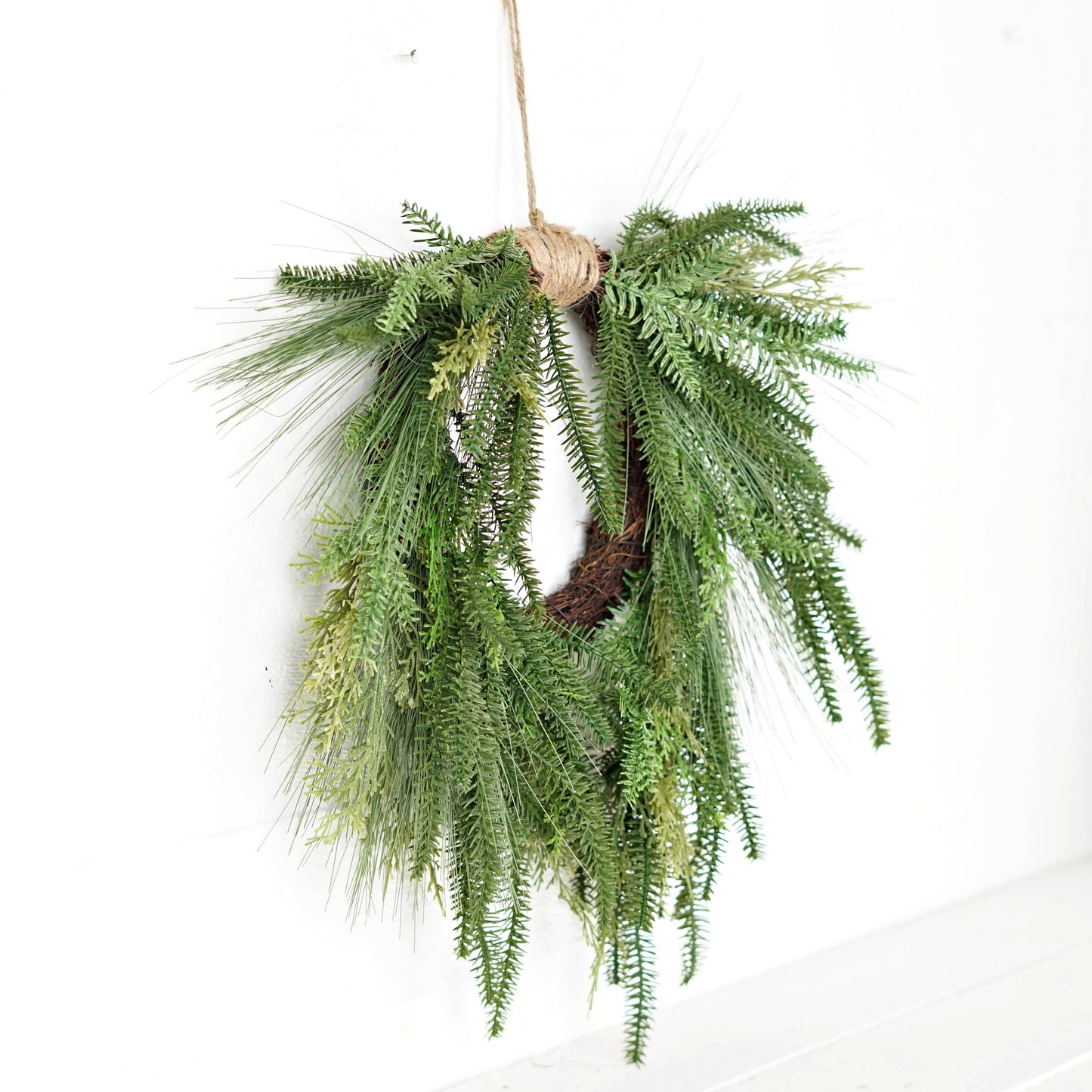 510752- 20inW Heart Twig Wreath-Rocky Mountain Mix Pines