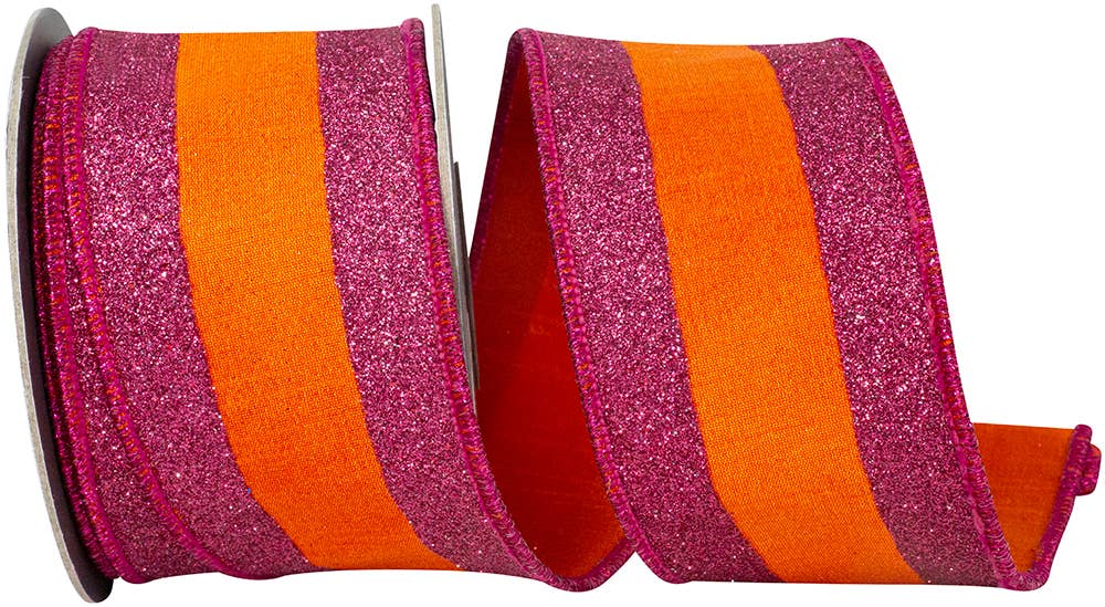 Glitter Striped Edging Dupioni Deluxe Wired Edge, 2.5in
