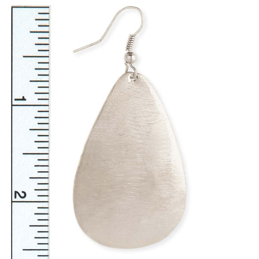 Brushed Silver Teardrop Earring