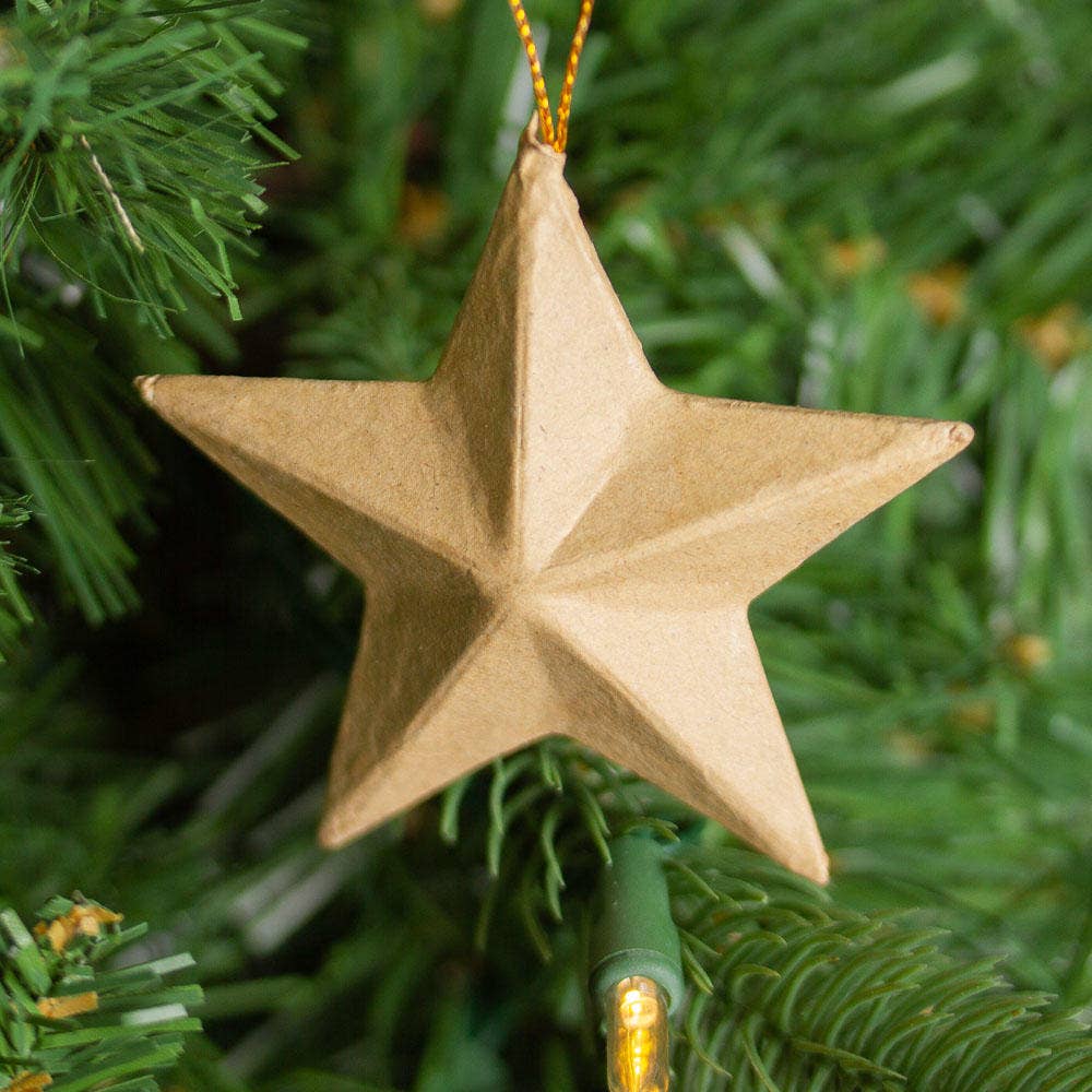 3" x 3" -  Paper Mache Dimensional Star Ornament