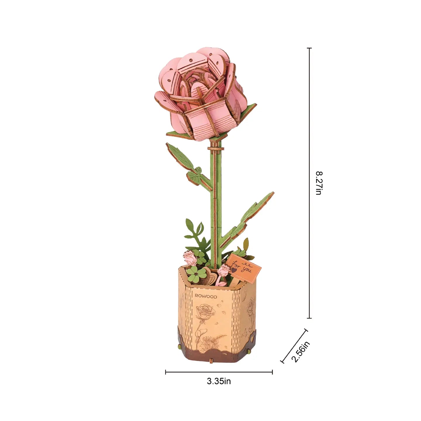 Pink Rose 3D Wooden Flower Puzzle