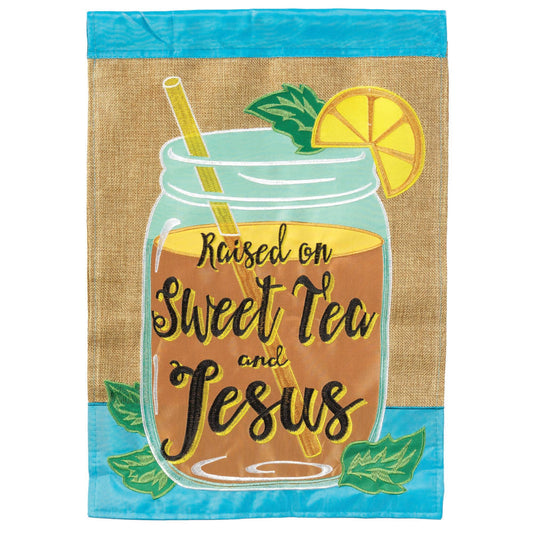 RAISED ON SWEET TEA & JESUS BURLAP