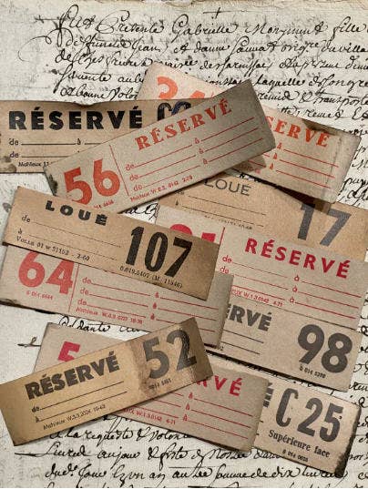 Antique French Scrap Railway Tickets Set/10 Asst Bundle