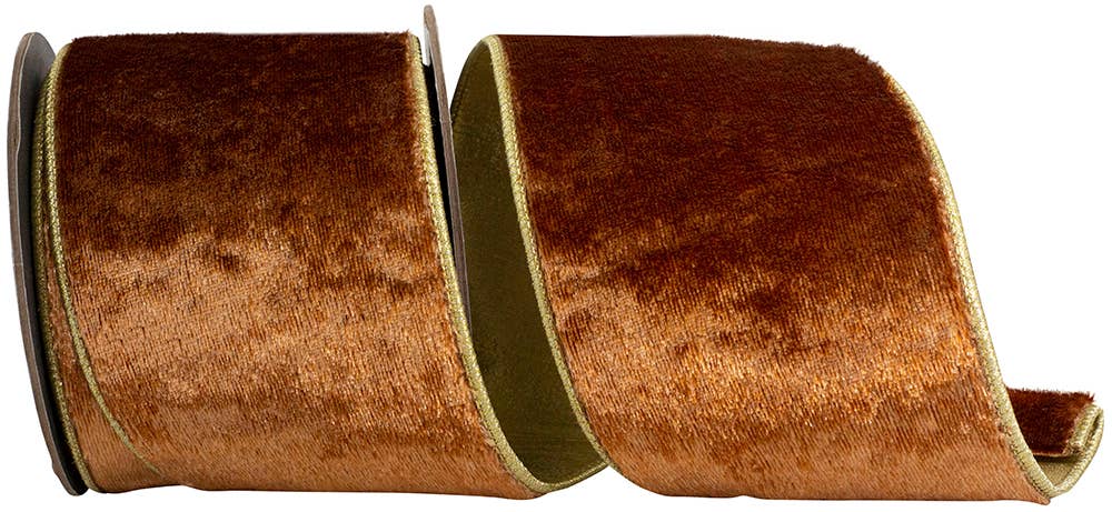 Plush Copper Velvet Deluxe Dupioni Metallic Backed Wired, 4"