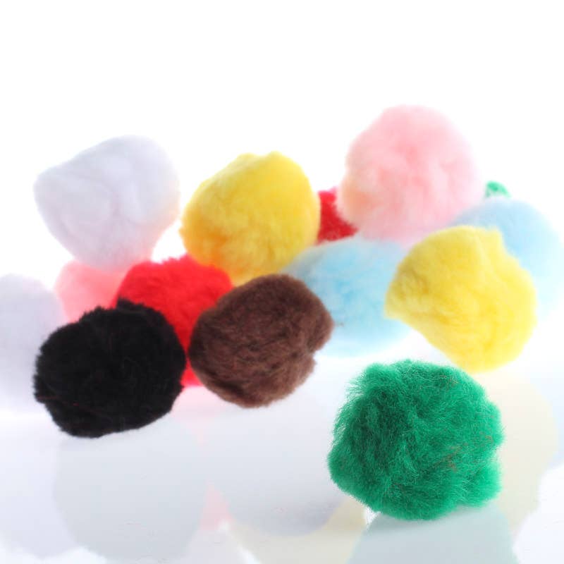 Pack of 15 Fluffy 1-1/2-inch Pom Poms - Select Color