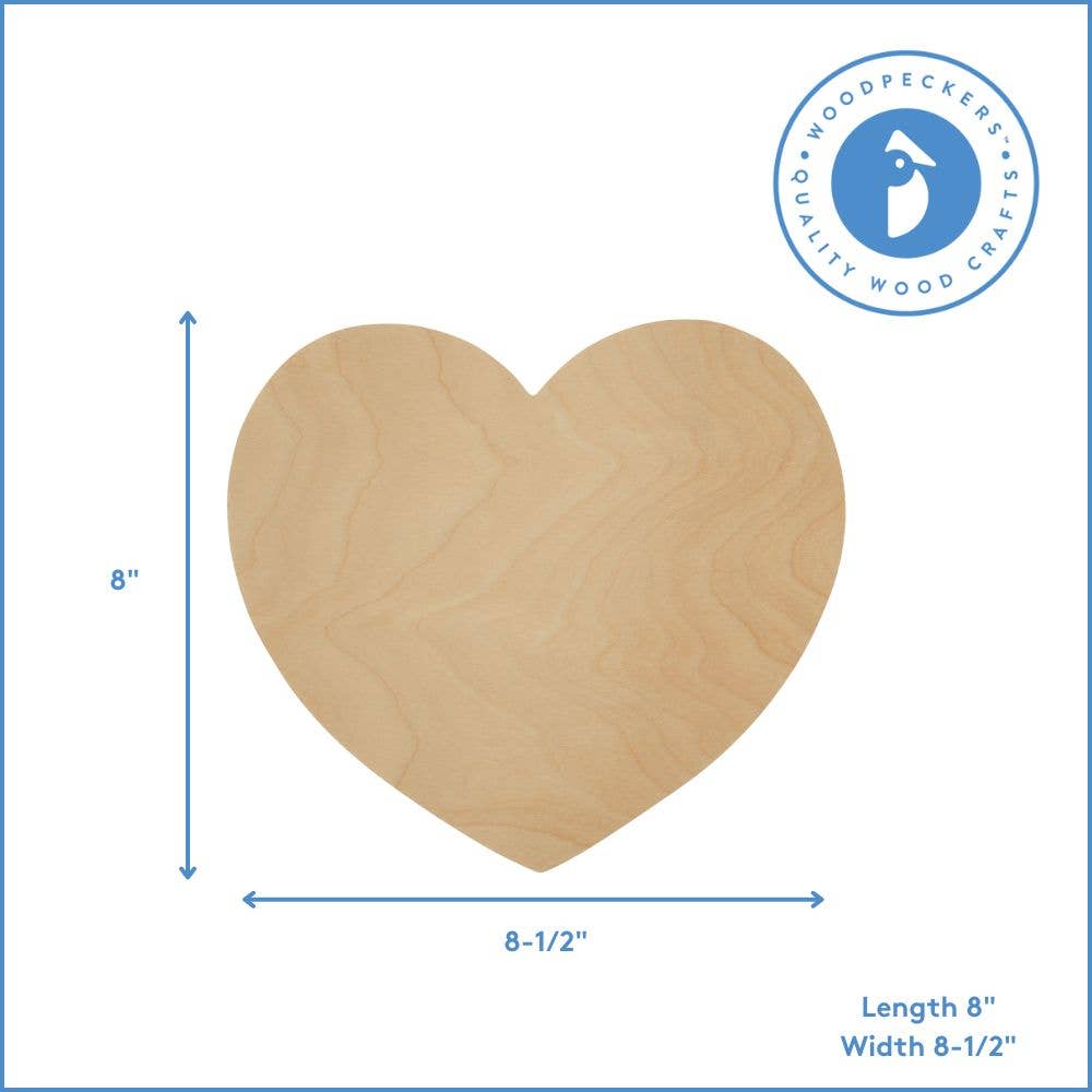 8-1/2" Heart Wooden Cutout