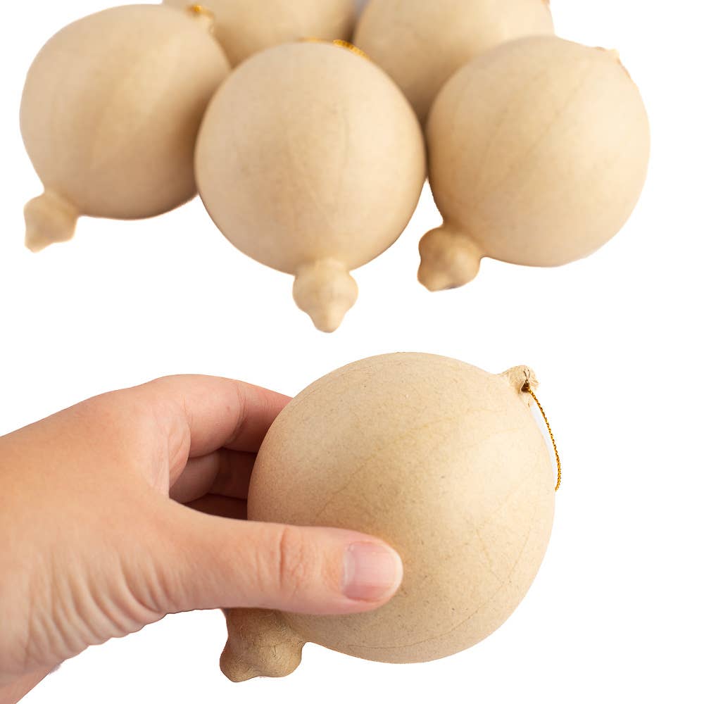 4"L x 3" Dia. Paper Mache Christmas Ornament