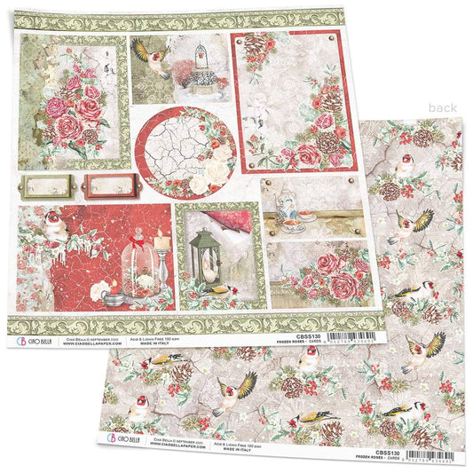 Ciao Bella Frozen Roses Cards Paper Sheet 12"x12"