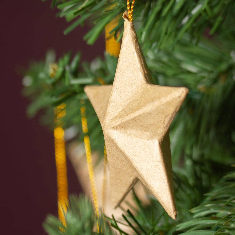 3" x 3" -  Paper Mache Dimensional Star Ornament