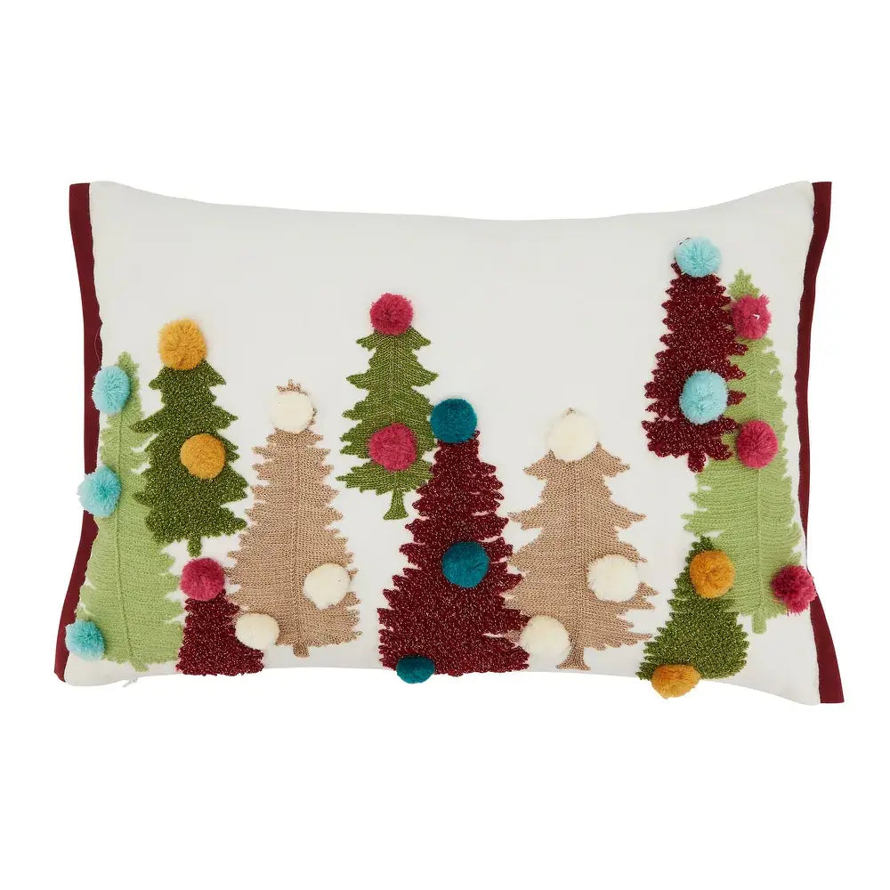 Pom Pom Christmas Trees 14"x20" Throw Pillow