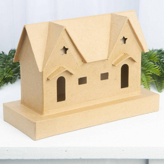 Premade Paper Mache House - 9" x 4" x 6"