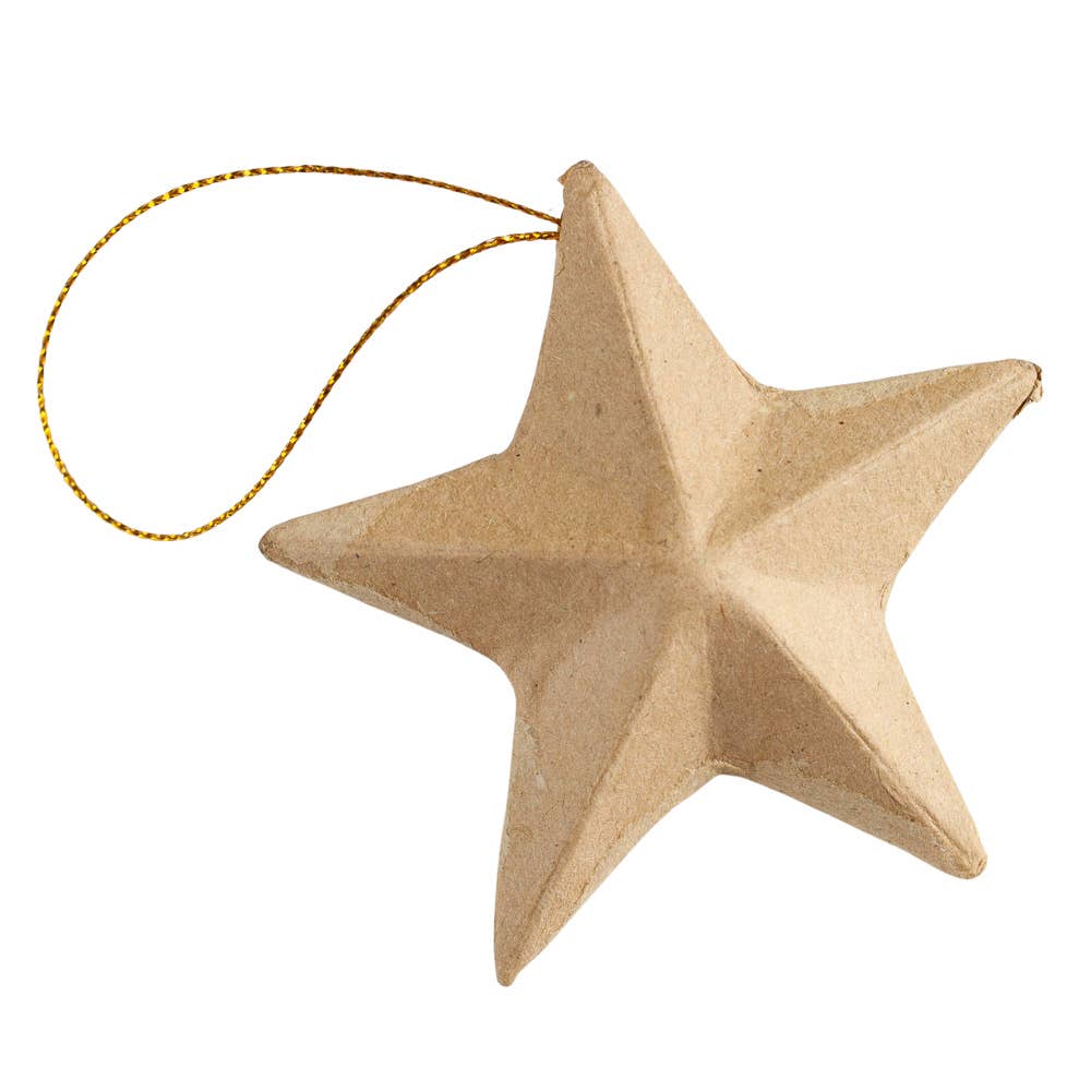 3" x 3" -  Paper Mache Dimensional Star Ornament