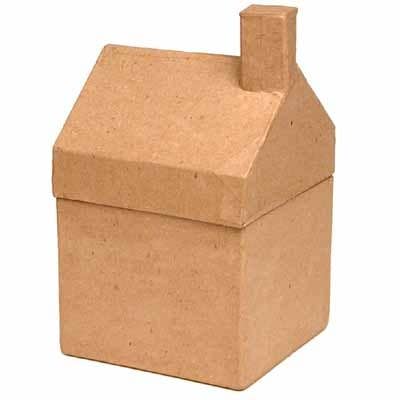Paper Mache House Shaped Gift Box - 3-5/8" x 3-1/2" x 6-1/4"