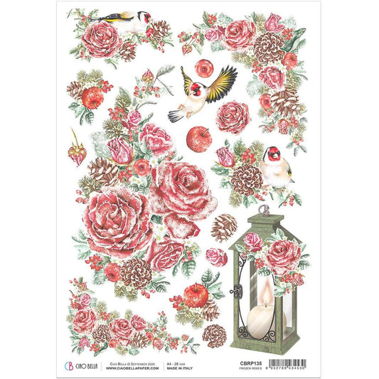 Ciao Bella Rice Paper A4 Frozen Roses