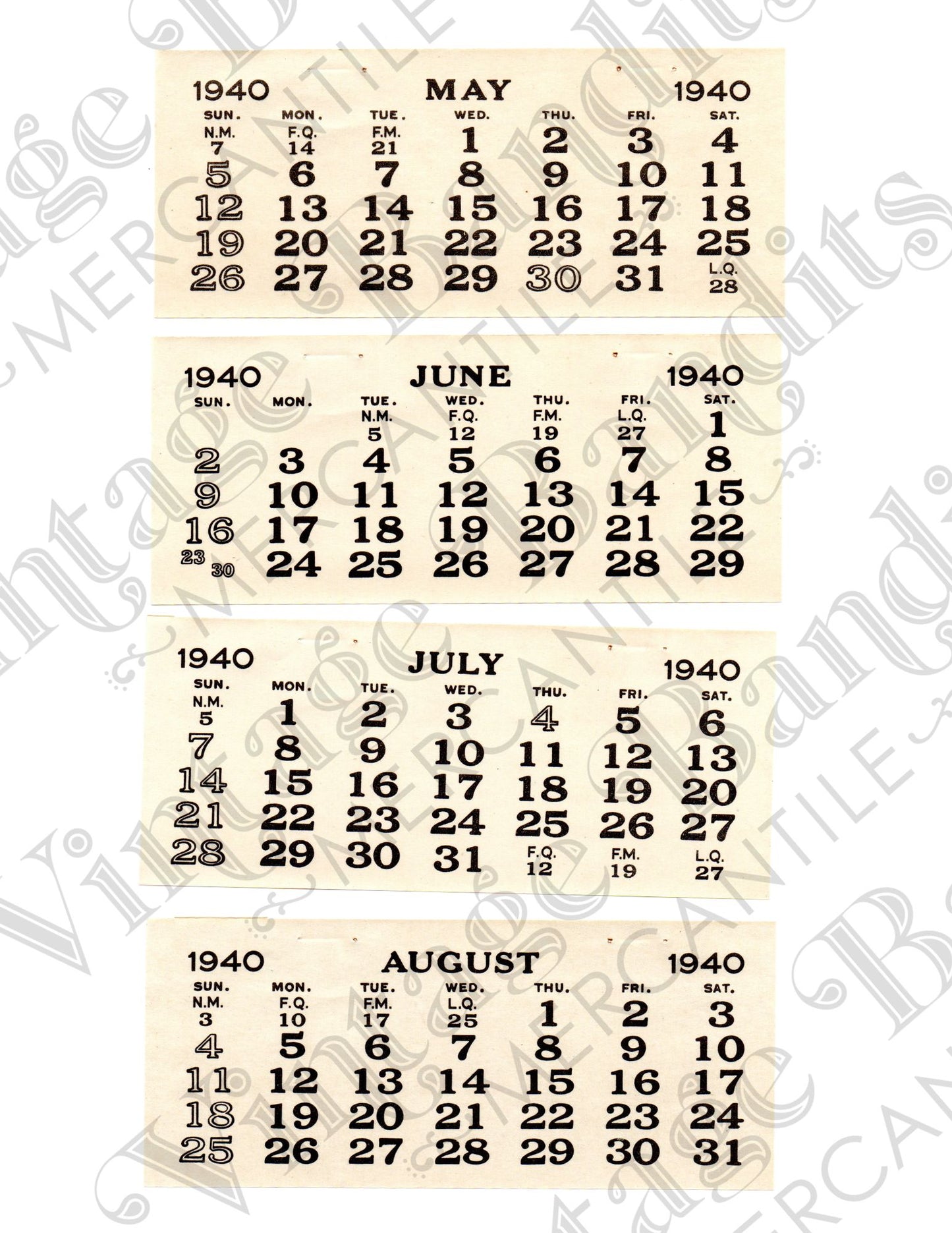 1940's Calendar - Digital File