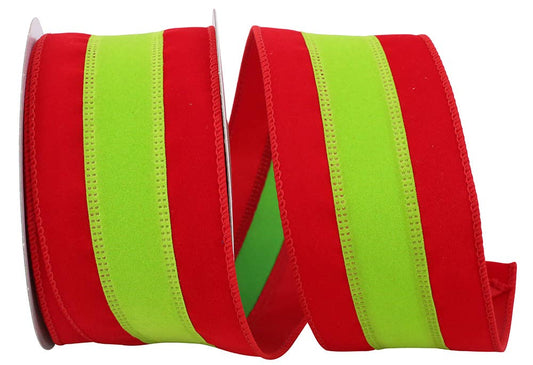 Velvet Duo Wired Edge, Red/lime, 2-1/2 In, 10 Yards