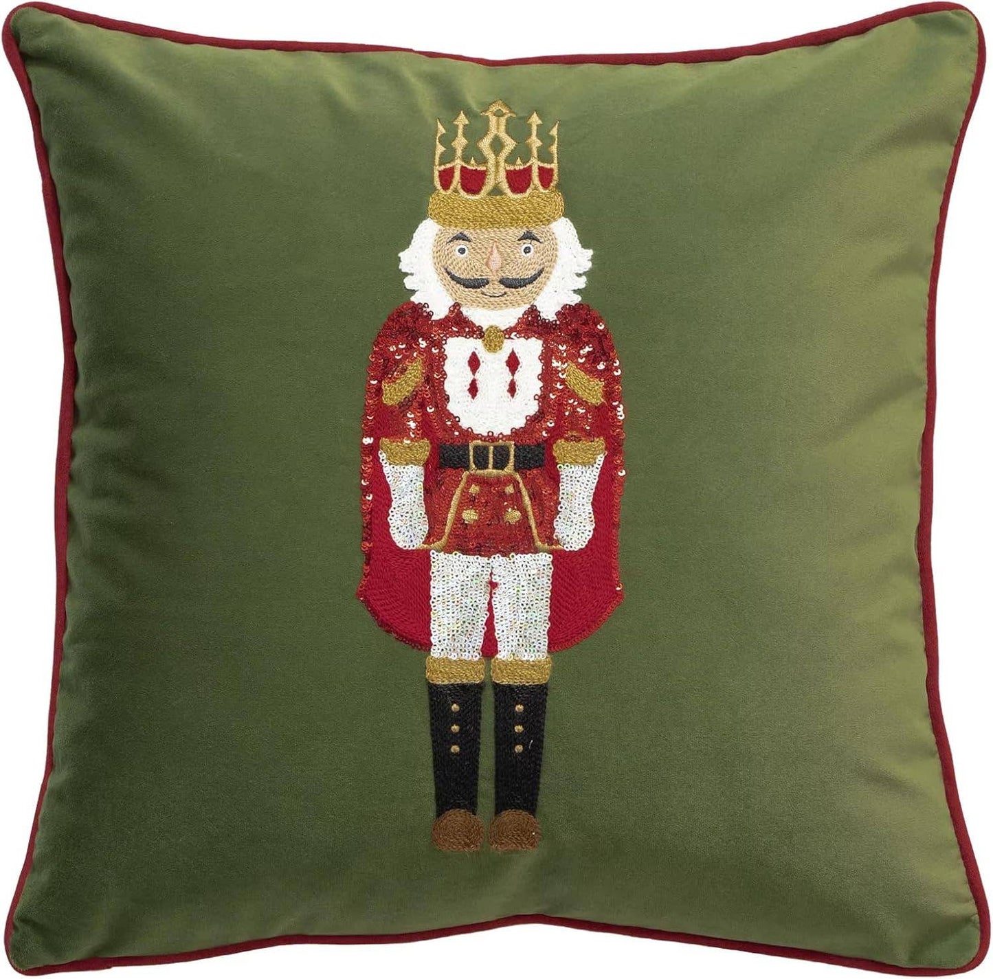 Embroidered  & Sequined Nutcracker Velvet 18" Throw Pillow