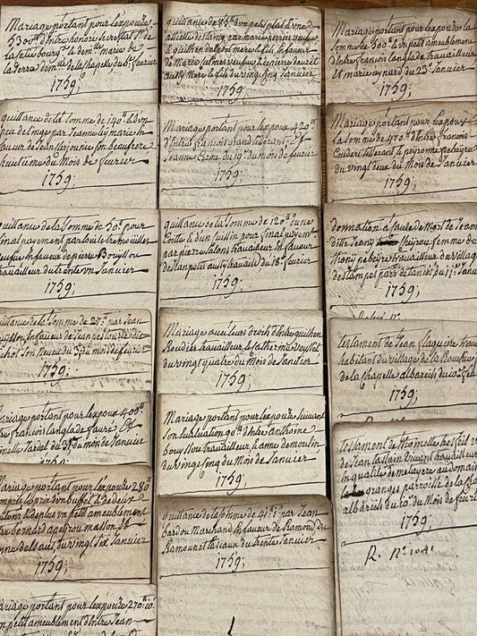 Antique 1759 French Documents - 266 Years Old