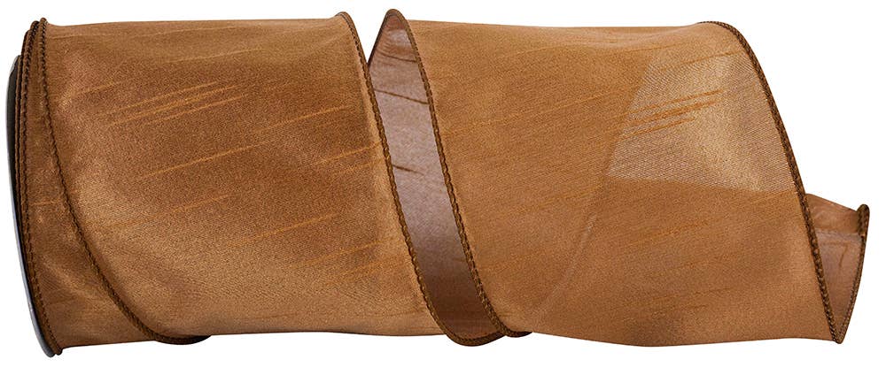 Copper Dupioni Wired Edge, Copper, 4 In, 10 Yards