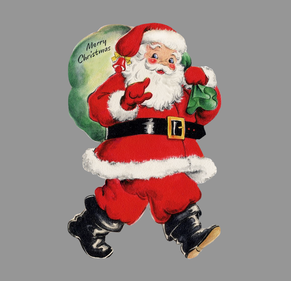 Santa Carrying Bag Christmas Wood Ornament NEW