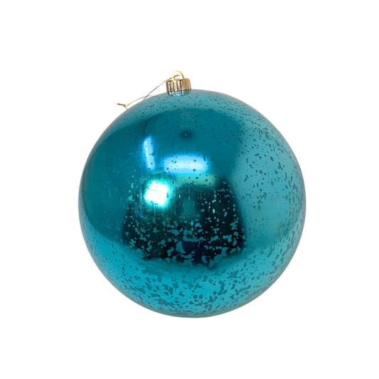 Plastic Mercury Shiny Ball Ornament 4" Teal