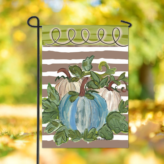 Striped Harvest Blue and White Garden Flag SALE‼️