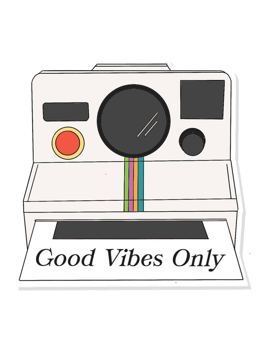 Retro Polaroid Camera "Good Vibes Only" Vinyl Sticker