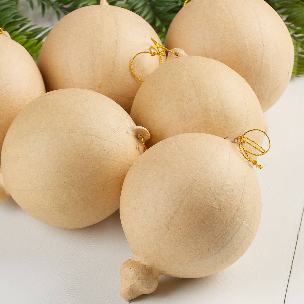 4"L x 3" Dia. Paper Mache Christmas Ornament