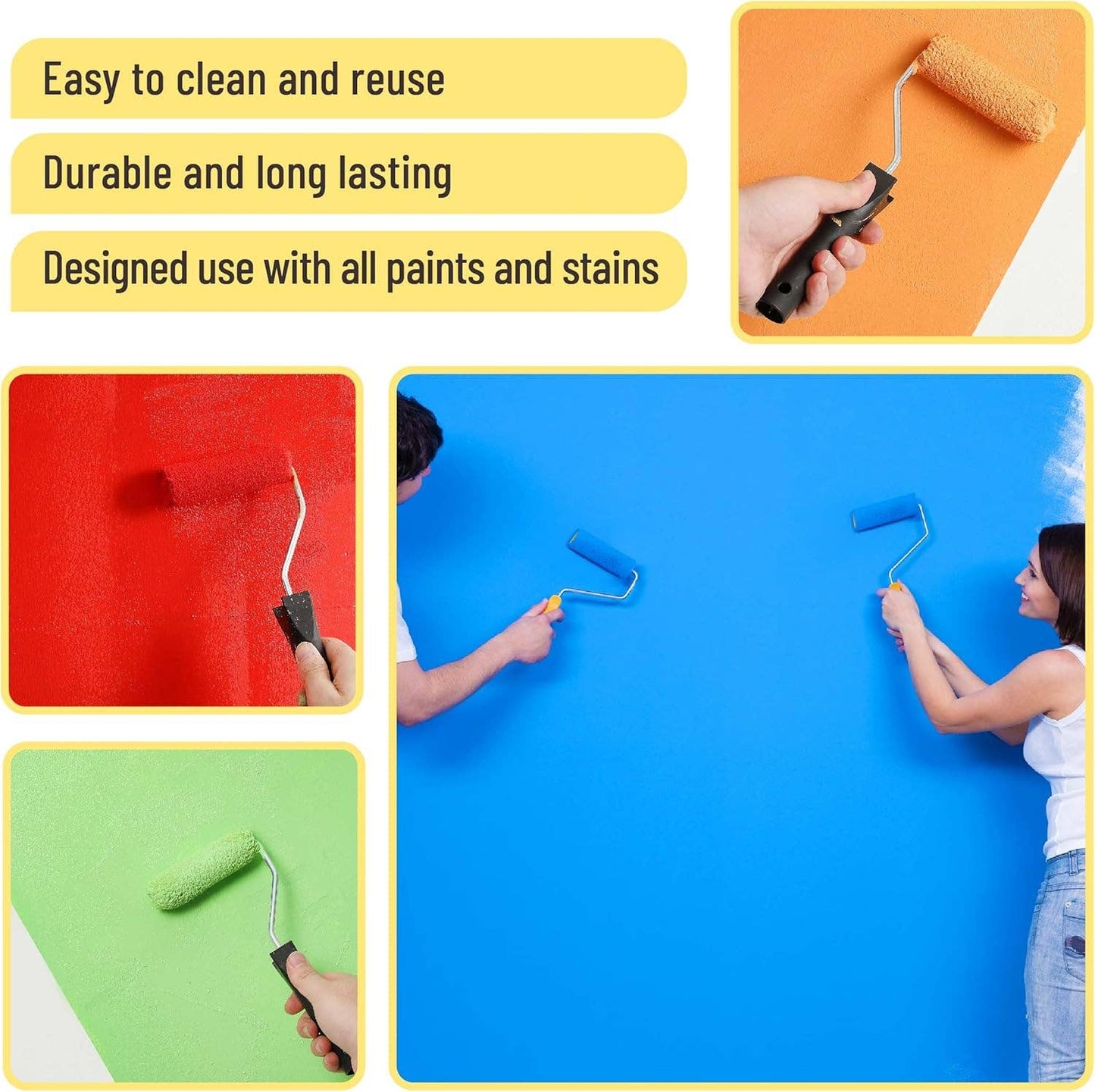 Bates- Paint Rollers, 4 inch Paint Roller with 10 Covers