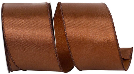 Satin Value Wired Edge, Brown, 2-1/2 In, 10 Yards