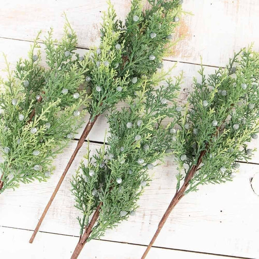 18" Faux Cedar Juniper Berry Spray