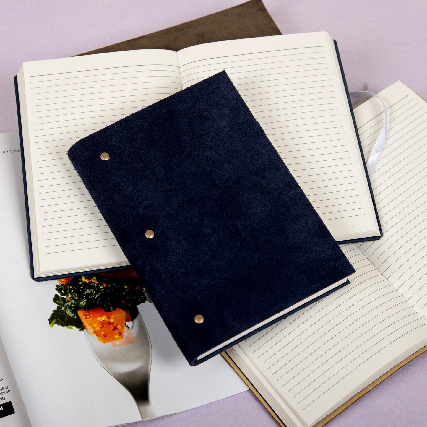 Blue Suede leather diary journal