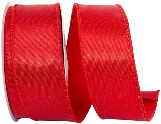 Satin Value Wired Edge, Red, 1-1/2 In, 10 Yards