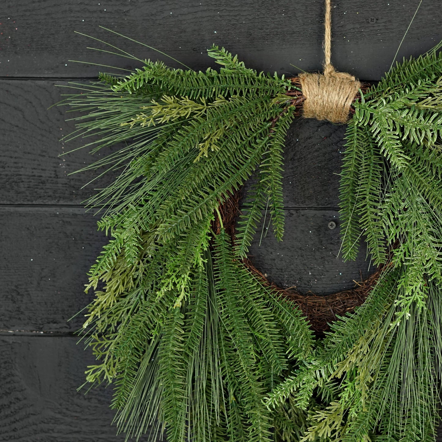 510752- 20inW Heart Twig Wreath-Rocky Mountain Mix Pines