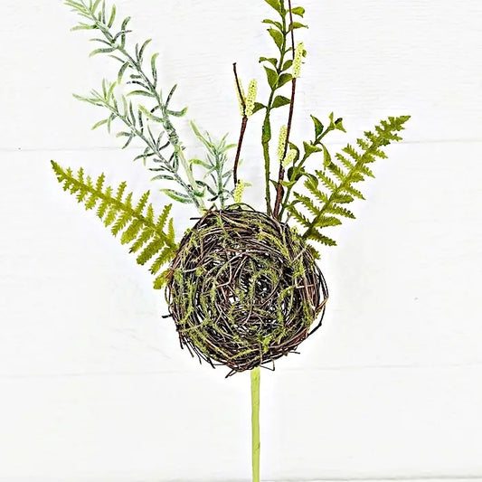 Fern and Birdsnest Pick, 14 inches