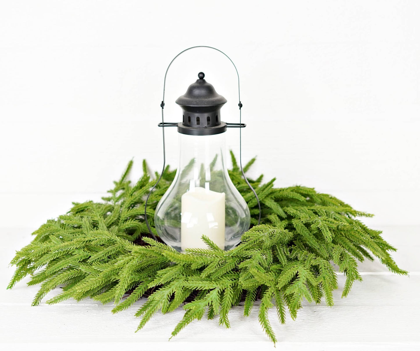 510700- 24in Twig Wreath-Soft Touch Evergreen Norfolk Pine-
